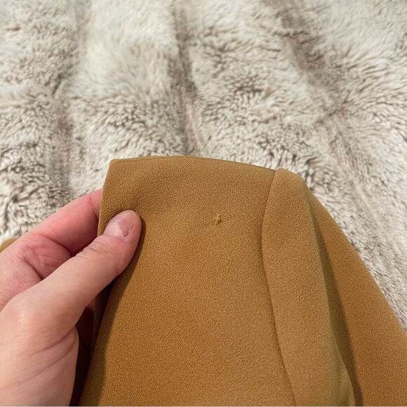 New Calvin Klein Tan Brown Short Sleeve Ruffle Wrap Dress - Picture 3 of 6